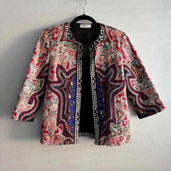 ZARA WOMAN PREMIUM DENIM COLLECTION Heavily Embroidered Beaded Jacket - Picture 1 of 6